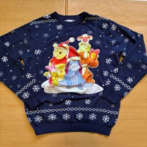 Boxlunch Winnie the Pooh Navy Blue Sweater with Snowflake Design
